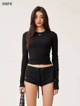 Женская хлопковая Футболка SMFK с коротким рукавом и круглым вырезом