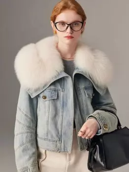 Женская хлопковая куртка на искусственном меху, ковбойская куртка для отдыха на осень и зиму