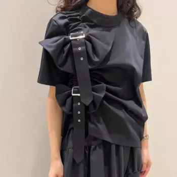 Женская хлопковая рубашка с бантом, белая и черная рубашка, весна-лето 2024