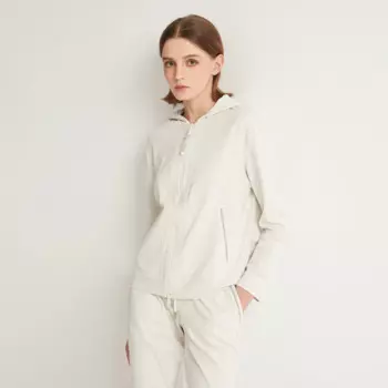 Женская хлопковая толстовка на молнии, с капюшоном