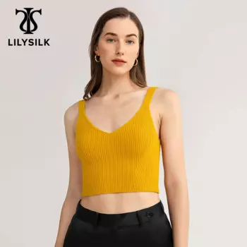 Женская кашемировая майка LILYSILK, повседневный однотонный шерстяной женский жилет без рукавов с V-образным вырезом, осень 2022