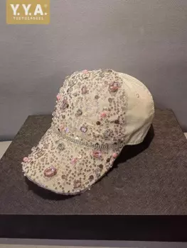 Женская кепка в стиле хип-хоп с рваными отверстиями и стразами