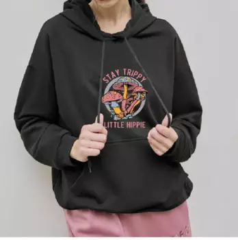 Женская Классическая Толстовка с капюшоном и принтом в виде грибов