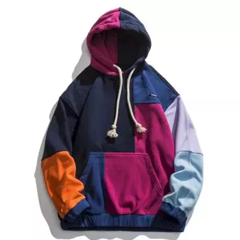 Женская кодовая Толстовка в американском стиле с принтом контрастных цветов, Свитшот в стиле пэчворк для мужчин и женщин, куртка с капюшоном в стиле хип-хоп, весна-осень