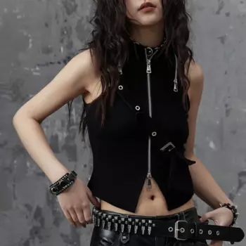 Женская короткая футболка без рукавов