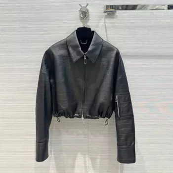 Женская кожаная куртка из овечьей кожи, с длинным рукавом