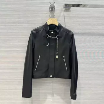 Женская кожаная куртка из овечьей кожи, с длинным рукавом