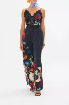 Женская кружевная кофта с цветочным принтом или широкие брюки с высокой талией