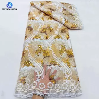 Женская кружевная ткань, африканская нигерийская французская сетка, тюль с блестками, 2023 высококачественное Белое Свадебное кружево с вышивкой для невесты