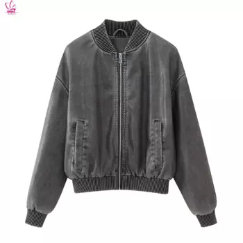 Женская куртка-бомбер из искусственной кожи, на весну/осень