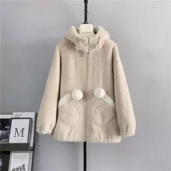 Женская куртка на молнии с капюшоном из искусственного меха норки, женское повседневное теплое пальто с кулиской из искусственного меха, PT464