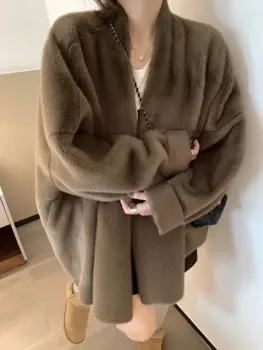 Женская куртка с длинным рукавом, элегантная однотонная Повседневная куртка с меховой вставкой, 2023