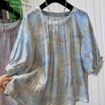 Женская летняя футболка с круглым вырезом и принтом