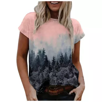 Женская летняя футболка с круглым вырезом и коротким рукавом