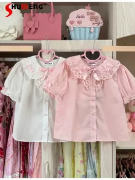 Женская летняя хлопковая рубашка в японском стиле