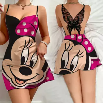 Женская летняя Пижама без рукавов, с мультяшным принтом