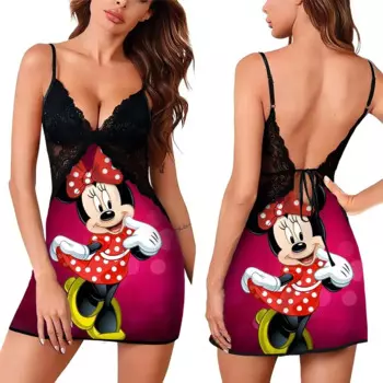 Женская летняя пижама в стиле «Минни» с оборками