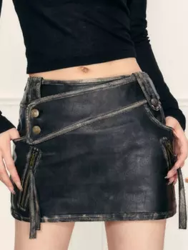 Женская мини-юбка с высокой талией ADAgirl из искусственной кожи