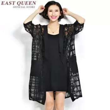 Женская мода 2018, летняя черная прозрачная блузка, модный клетчатый длинный кардиган, женский летний Черный Шифоновый кардиган NN0417 YQ