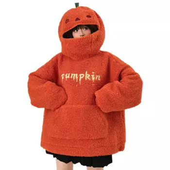 Женская мода, свободная осенне-зимняя толстовка с капюшоном и круглым вырезом, двусторонняя флисовая милая теплая толстовка с героями мультфильмов на Хэллоуин