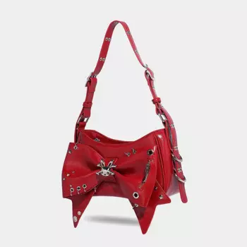 Женская мотоциклетная сумка Спайс для девушек с заклепками, сумка с бантом, сумки на плечо в американском стиле, женская сумка, новая сумка с регулируемым ремешком