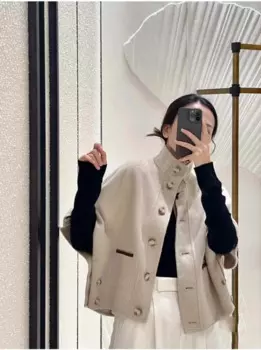 Женская накидка в британском стиле, модная и элегантная, с благородным темпераментом и рукавами летучая мышь. Свободное кашемировое шерстяное пальто