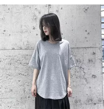 Женская новая летняя хлопковая Футболка с круглым вырезом и коротким рукавом, свободная модная удобная женская футболка с рукавом до локтя