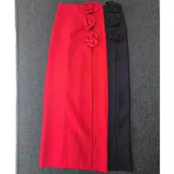 Женская облегающая юбка с высокой талией, юбка с открытыми штанинами и аппликацией, вечерняя Клубная юбка знаменитости, длина 107 см, 2024