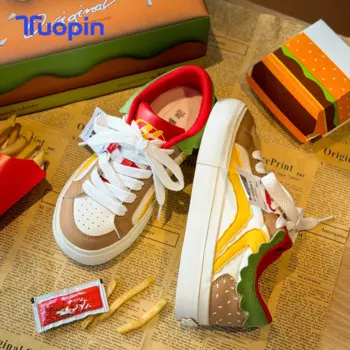 Женская обувь TuoPin Hamburger, дизайнерская обувь BURGER SHOES, уникальная женская повседневная обувь для кампуса, женские кроссовки с героями мультфильмов