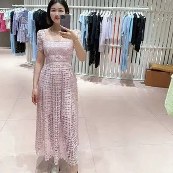 Женская одежда 2024, Кружевное облегающее платье с пышными рукавами, новинка весны-лета No.062