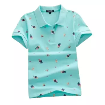 Женская одежда для гольфа, Новинка весна/лето, Спортивная рубашка для улицы, рубашка-поло из чистого хлопка с принтом, Повседневная футболка с коротким рукавом, Женский Топ