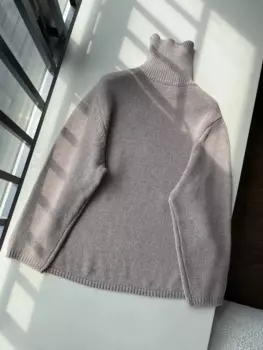 Женская одежда, модный Свободный кашемировый свитер с высоким воротником No.12