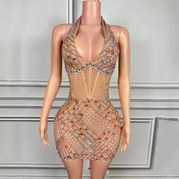 Женская одежда Стразы Gogo, вечерние платья, женский костюм для ночного клуба, певицы, сценический костюм, блестящая женская одежда VDL799