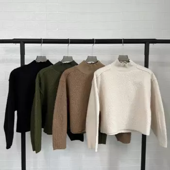 Женская одежда Taop & Za, Новинка осени 2024, Свободный Повседневный пушистый топ с воротником-стойкой и длинными рукавами, вязаный кожаный свитер с жемчужинами