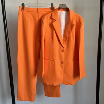 Женская одежда Taop & Za, Новинка осени 2024, профессиональный оранжевый костюм, куртка, повседневные свободные прямые брюки