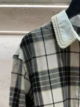 Женская однобортная блузка с длинным рукавом и отложным воротником