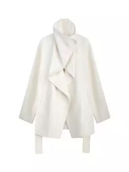 Женская однотонная шерстяная куртка высокого качества на осень и зиму, свободная универсальная приталенная куртка с поясом, женская одежда