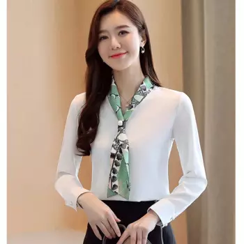 Женская Офисная рубашка, с длинным рукавом и бантом, осенняя рубашка, 2020