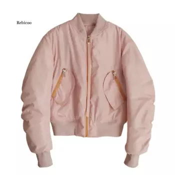 Женская осенне-зимняя куртка-бомбер с длинным рукавом