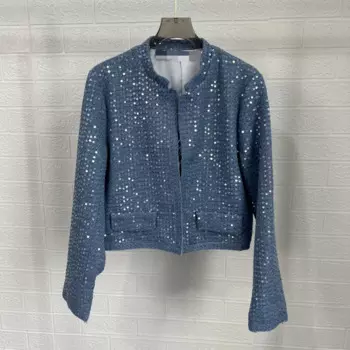 Женская Осенняя Свободная куртка с круглым вырезом и карманами