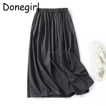 Женская плиссированная длинная юбка Donegirl, однотонная Повседневная универсальная юбка с высокой талией, весна-осень 2024