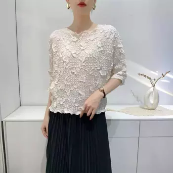 Женская плиссированная Футболка с рукавами «летучая мышь»