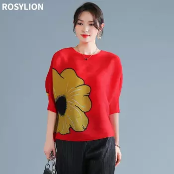 Женская плиссированная футболка с рукавом «летучая мышь»