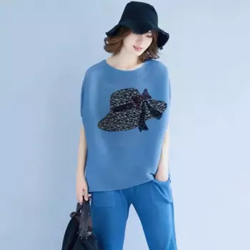 Женская плиссированная футболка, свободная тонкая футболка с принтом в Корейском стиле, лето 2023