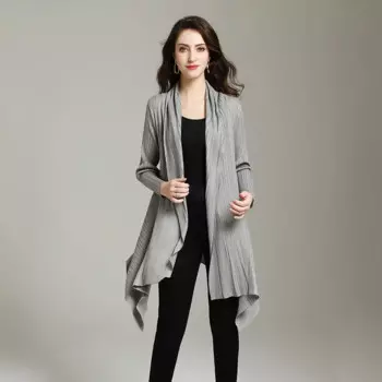 Женская плиссированная куртка, однотонная простая удобная куртка большого размера, весна