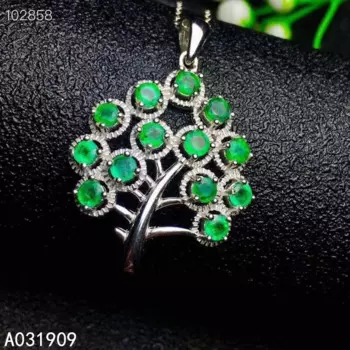 Женская подвеска из серебра 925 пробы с натуральным изумрудом