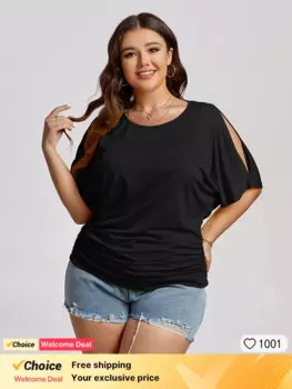 Женская Повседневная Футболка с рукавами «летучая мышь» и рюшами