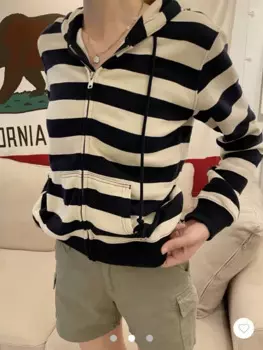 Женская Повседневная Осенняя винтажная куртка на молнии с карманами и капюшоном