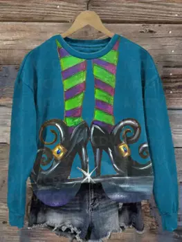 Женская Повседневная Толстовка с принтом ведьмы и ног на Хэллоуин