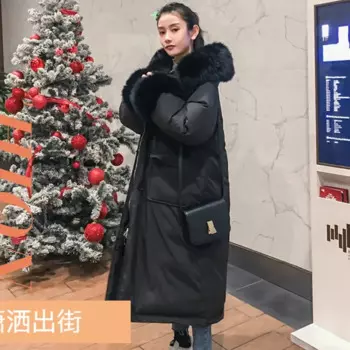 Женская Повседневная утепленная куртка-пуховик с хлопковой подкладкой, уличная одежда, модная теплая зимняя длинная парка с мехом и капюшоном, женская одежда
